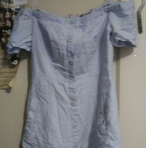 Half shoulder mini dress light blue